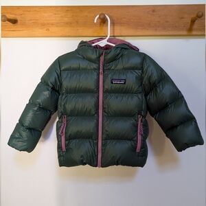 Patagonia Hi-Loft Down Sweater Hoodie Puffer in Pinyon Green 2T